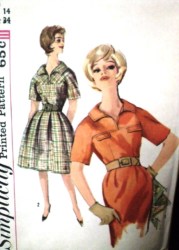 4025 1960S SS STRT-FLARE SHIRTWAIST DRESS PATTERN 14 34